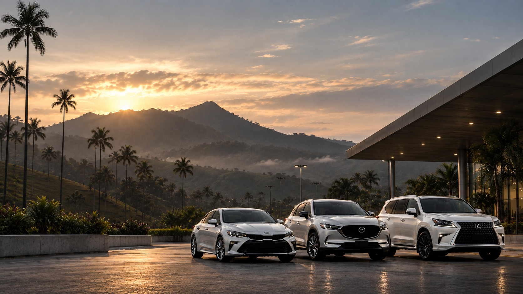 Flota Car Help al atardecer en el Eje Cafetero